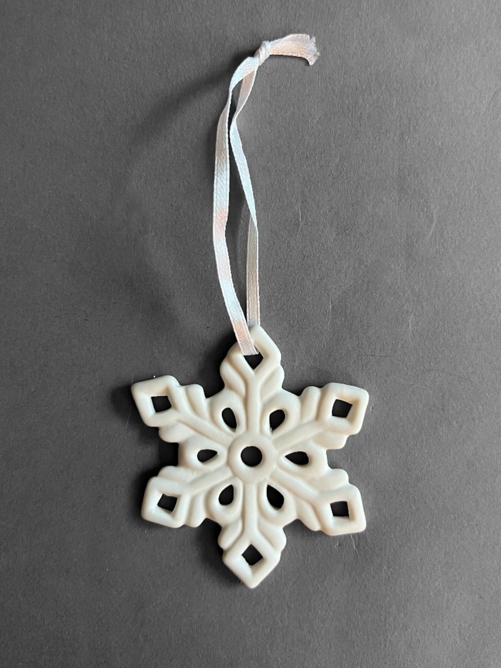 12 White porcelain Snowflake Christmas Ornaments